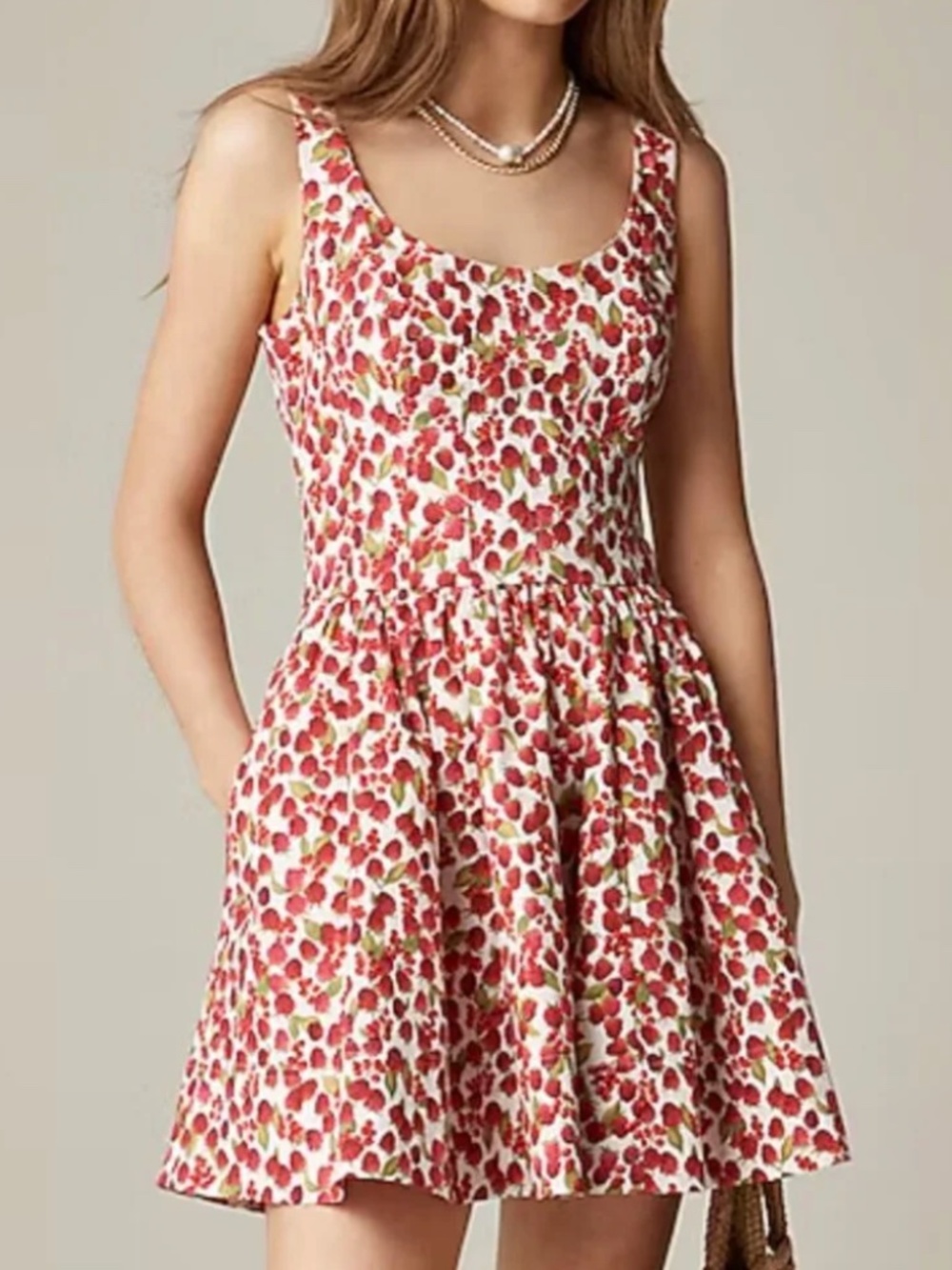 J. Crew Fit-and-Flare Mini Dress in Raspberry Print Size 12